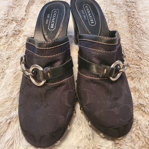 Womens Coach Black Mules 7.5